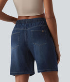 Halara Flex™ Short en denim taille mi-haute avec cordon de serrage et poches