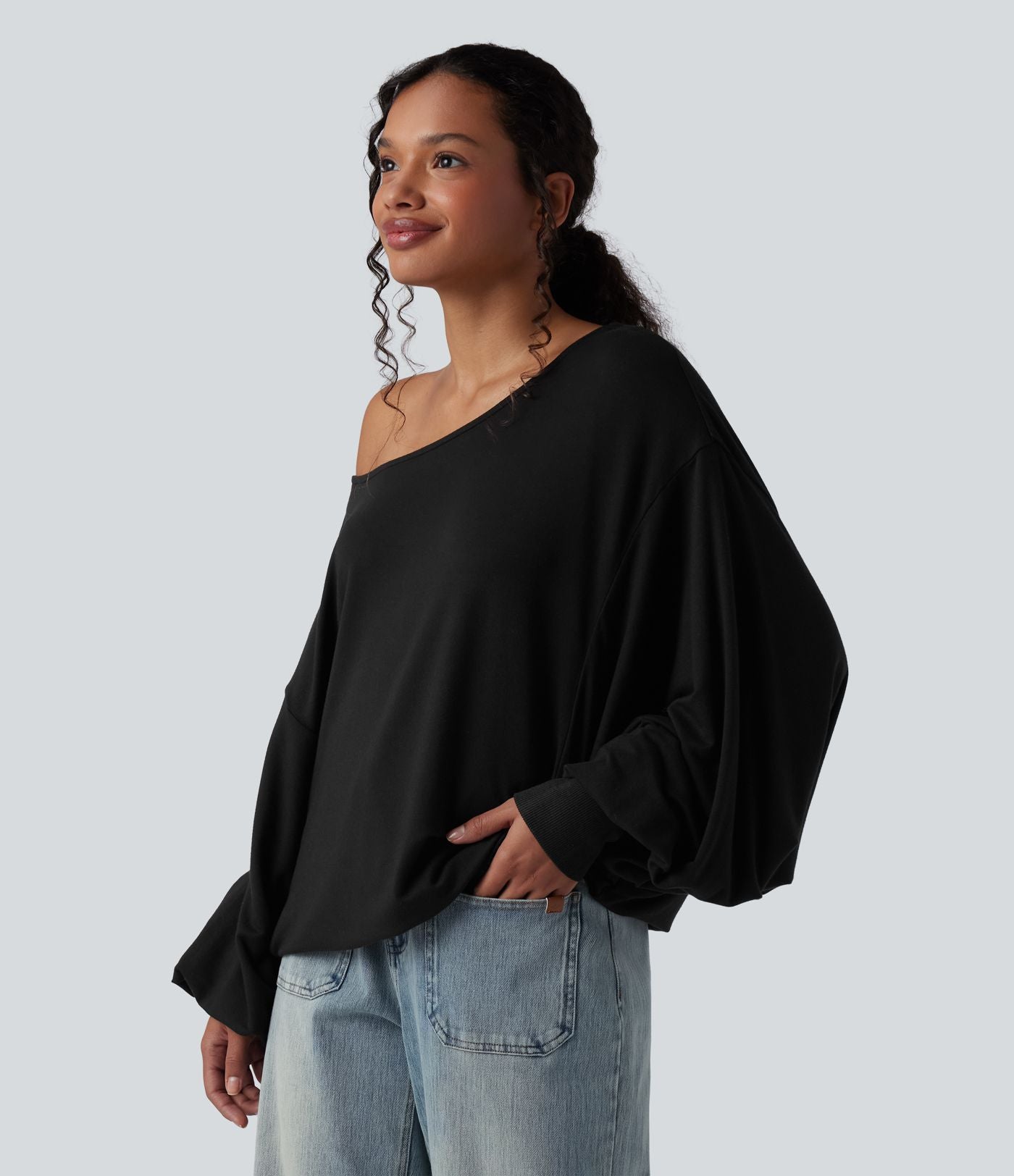 Sweat-shirt col bateau manches longues