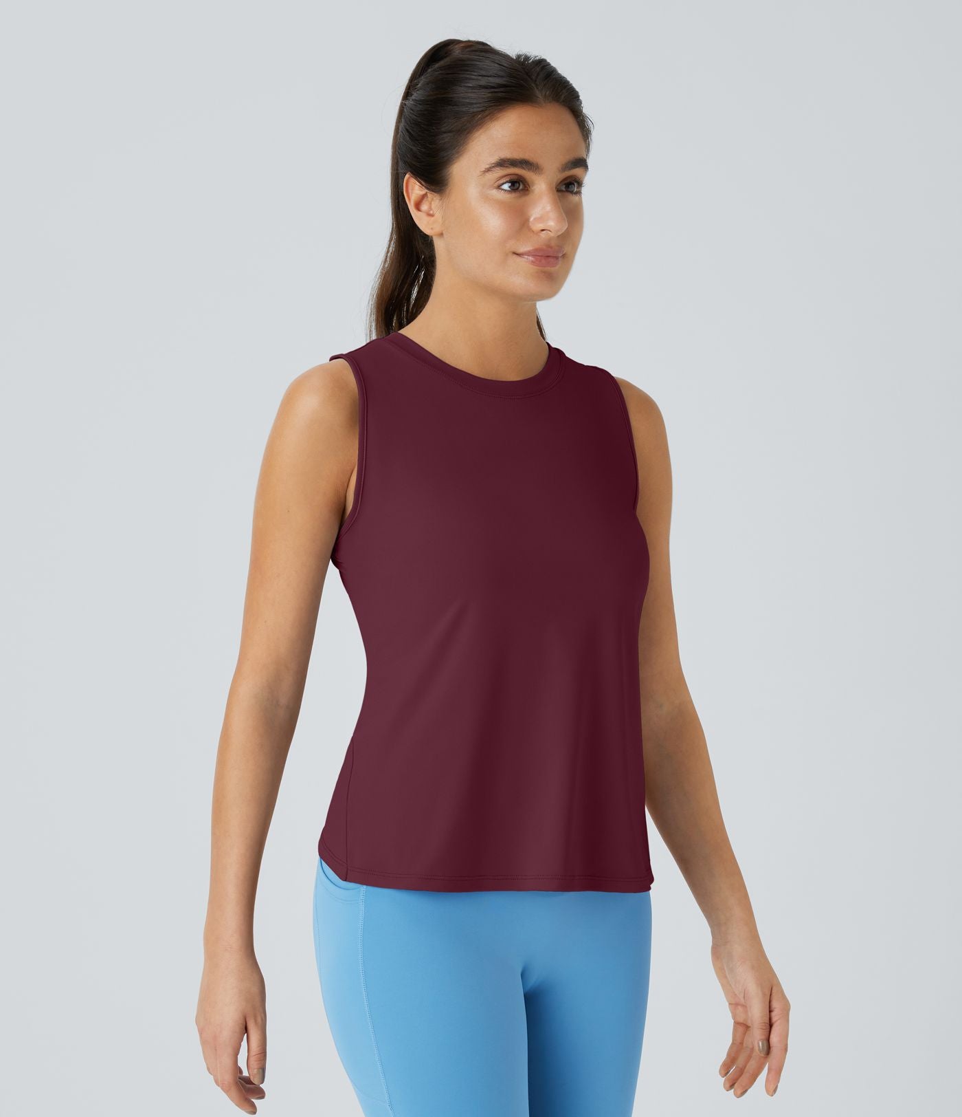 Top Débardeur Yoga Uni à Ourlet Croisé et Découpe
