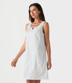 Robe mini sans manches à col rond brodée