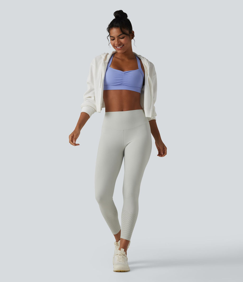 Brassière de sport de yoga froncée soutien-gorge intégré maintien léger