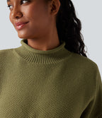 Pull décontracté col montant à manches longues