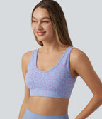 Brassière de sport yoga OneForm sans couture Flow maintien léger col U imprimé python avec soutien-gorge intégré