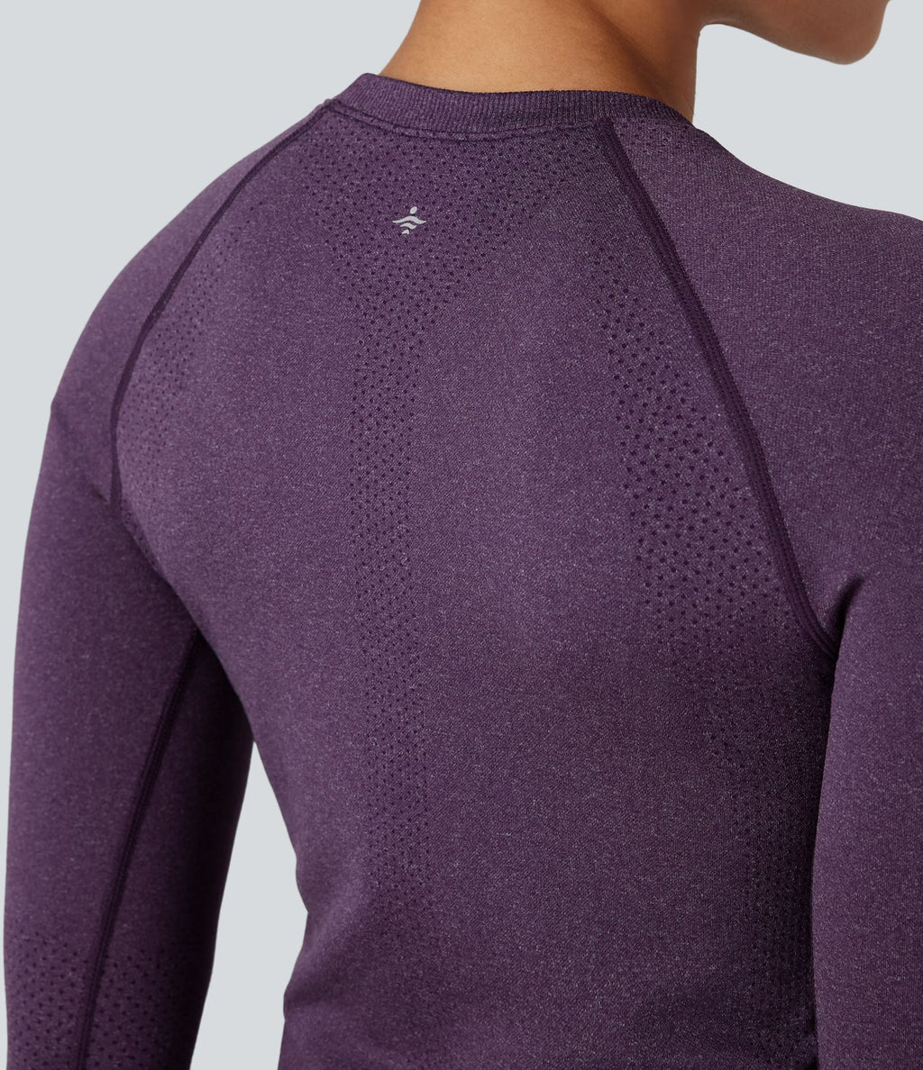 Haut de sport yoga col rond manches raglan longues sans couture OneForm Seamless Flow
