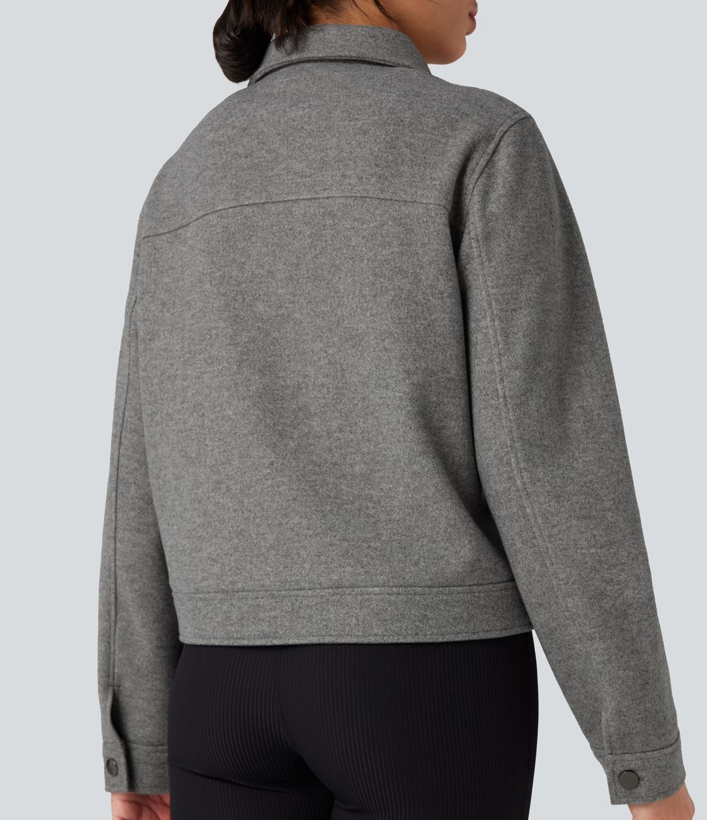 Veste polaire col chemise fermeture éclair manches longues avec poches