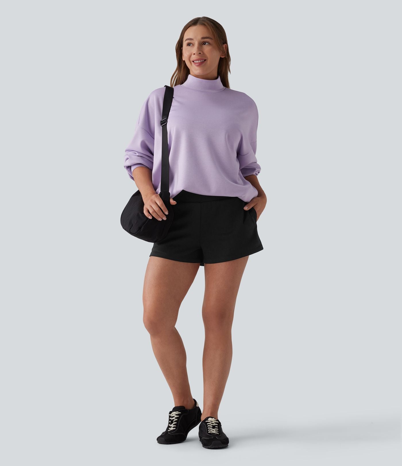 Short sweat décontracté 2 en 1 taille haute ventre plat 7,5 cm avec poches