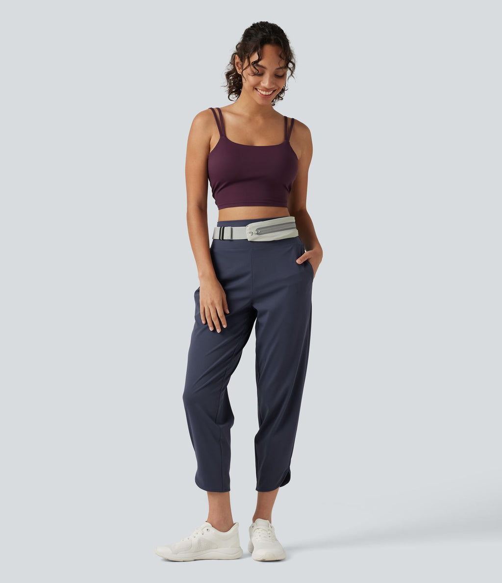 Pantalon de running court effet frais InstantCool taille haute à séchage rapide avec cordon intérieur, ourlet arrondi, poches et protection solaire UPF50+