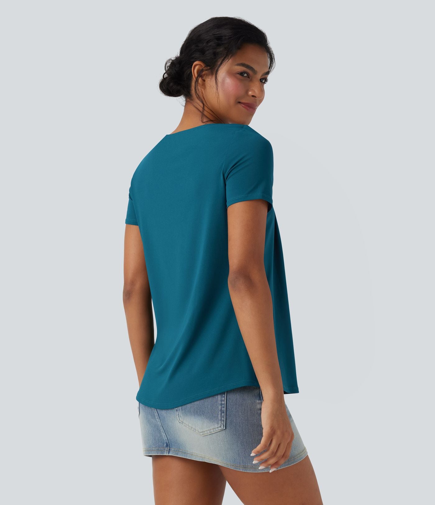 Haut casual col carré manches courtes