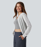 Cardigan de travail laine col rond manches longues