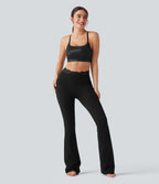 Halara UltraSculpt™ Legging bootcut de yoga taille haute en V avec dentelle contrastée et poches