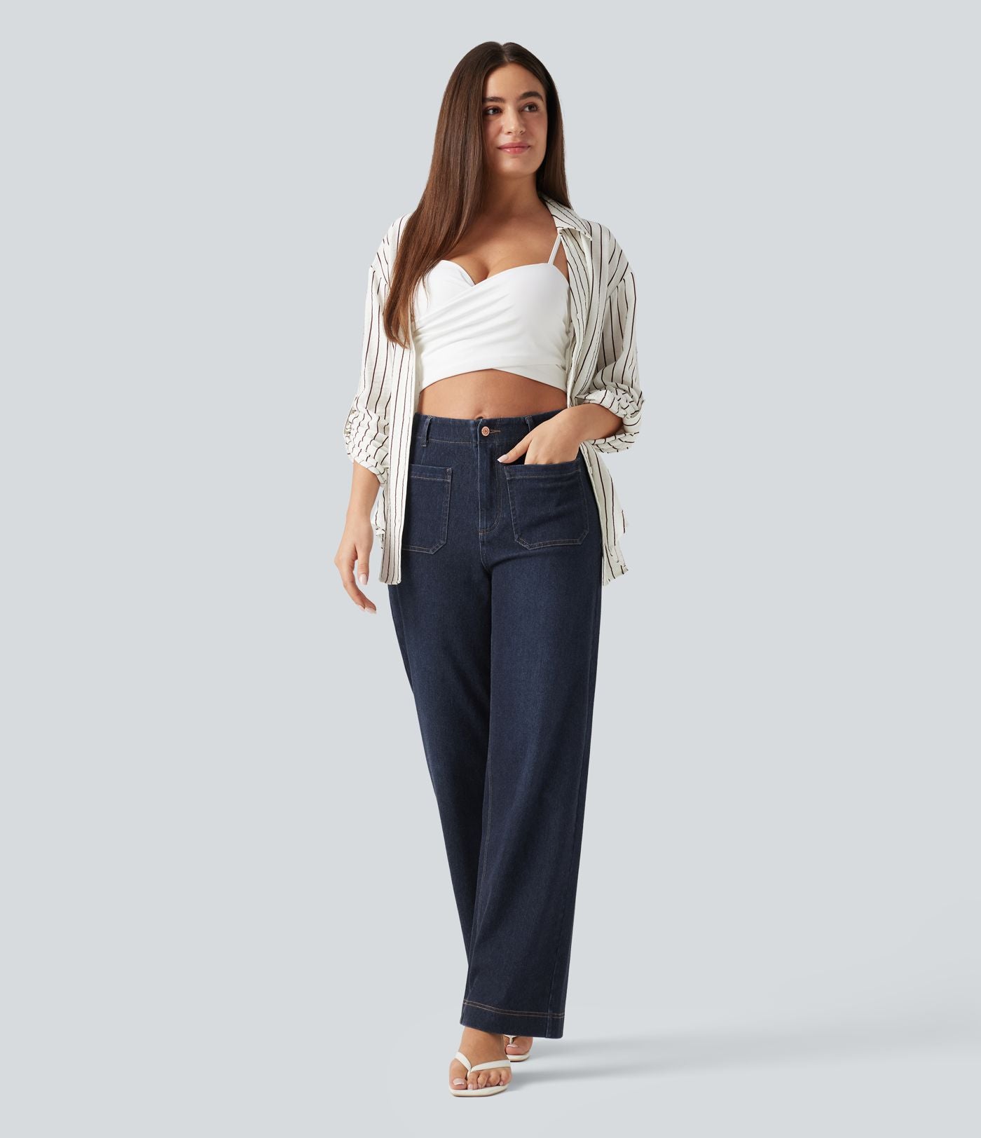 Jean décontracté taille haute à jambes droites Halara Flex™ avec poches