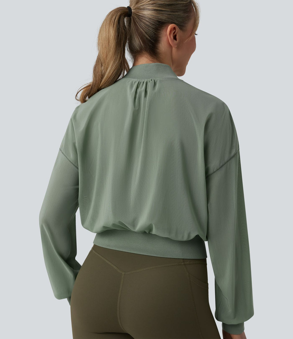 Veste bomber yoga mesh manches longues