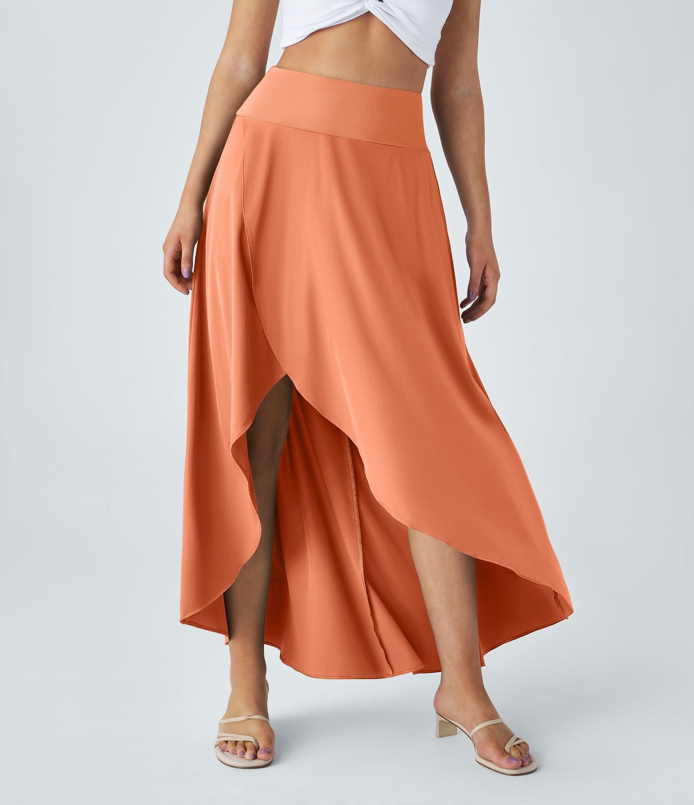 Jupe Longue Casual Breezeful™ Taille Haute à Volants 2en1 Fluide Sèchement Rapide Quotidien Maxi