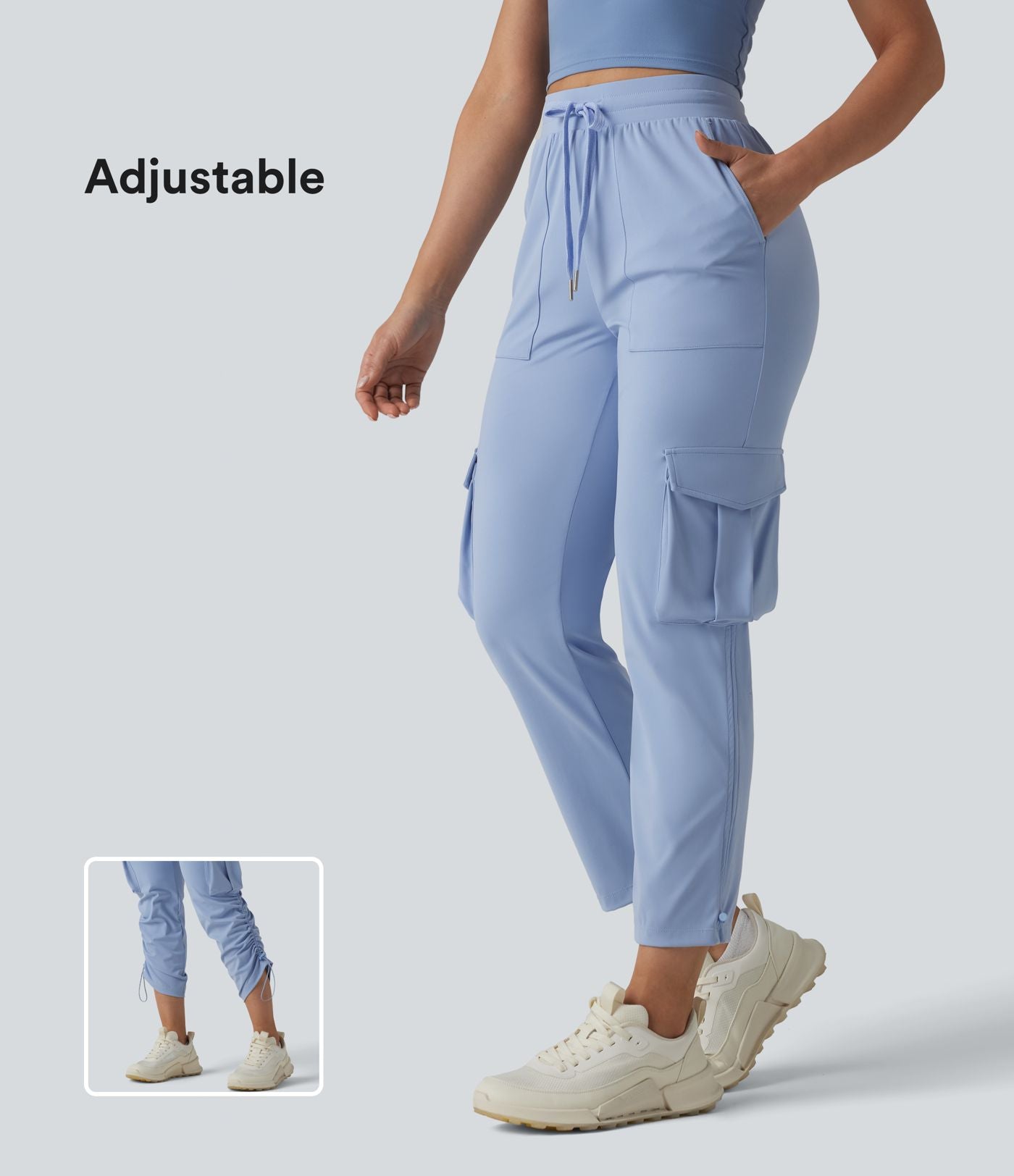 Pantalon cargo de sport SoftlyZero™ Airy taille mi-haute à cordon de serrage, effet frais, avec poches, protection solaire UPF50+