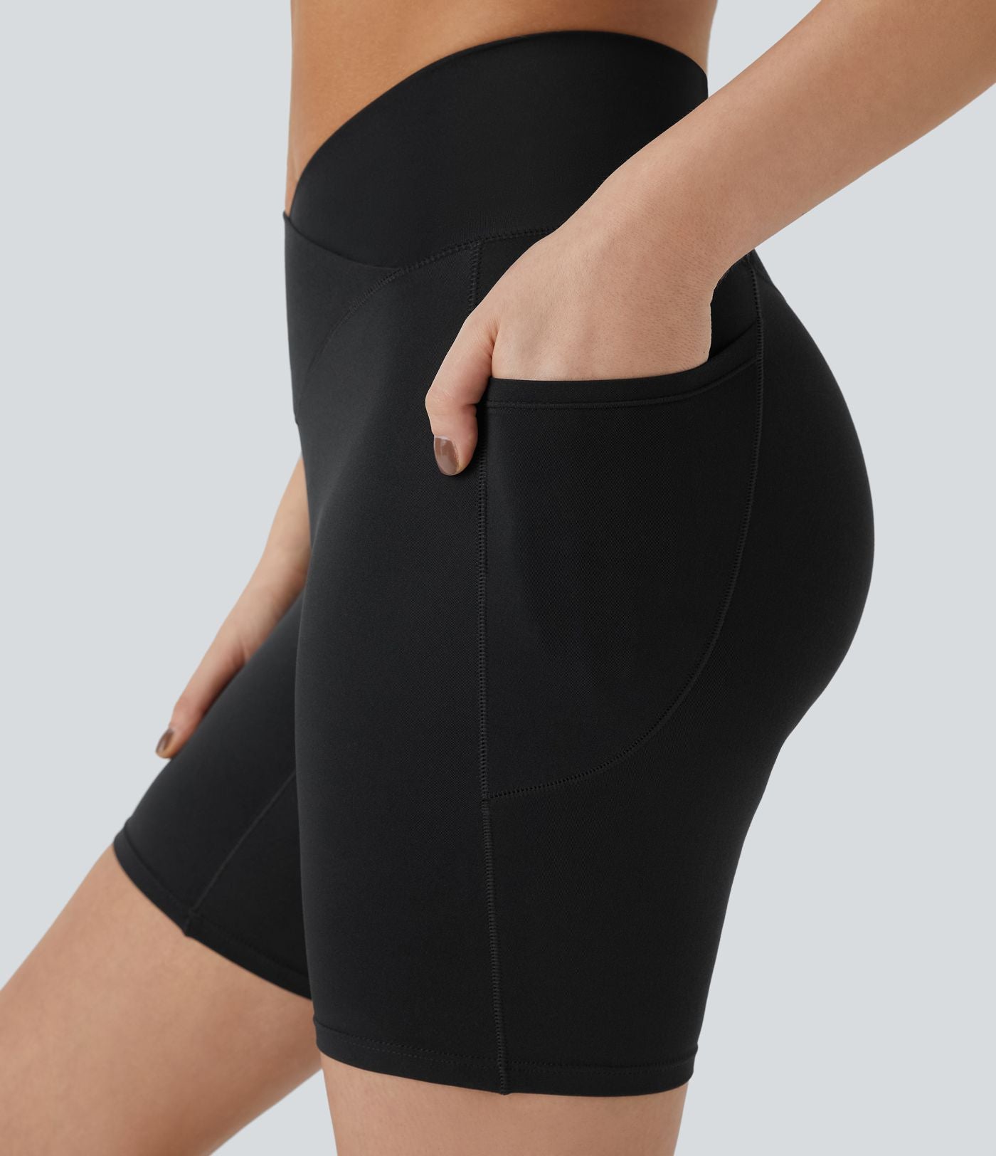 Softlyzero™ Short 17,5cm Yoga Taille Haute Crossover avec Poches Latérales