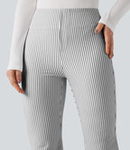 Pantalon de travail Halara Flex™ évasé à rayures, taille haute, avec poches