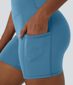 Patitoff™ Short 12,5cm Biker Résistants aux Poils d'Animaux à Taille Haute et Poches Latérales