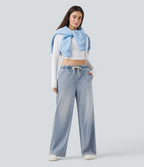 Jean baggy Halara Flex™ taille basse avec cordon de serrage et poches