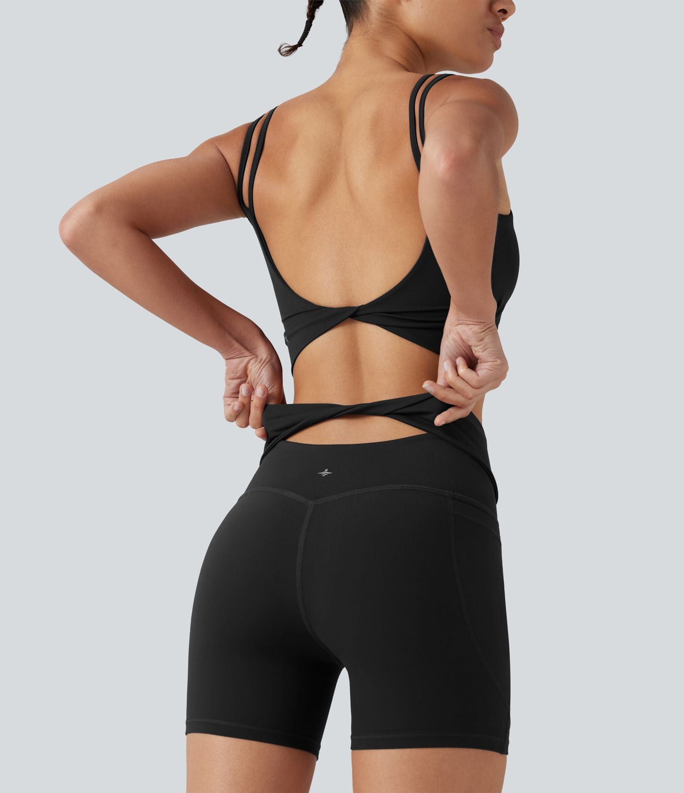 Short biker de yoga Halara UltraSculpt™ taille haute avec détail torsadé au dos, poches, 12,5 cm
