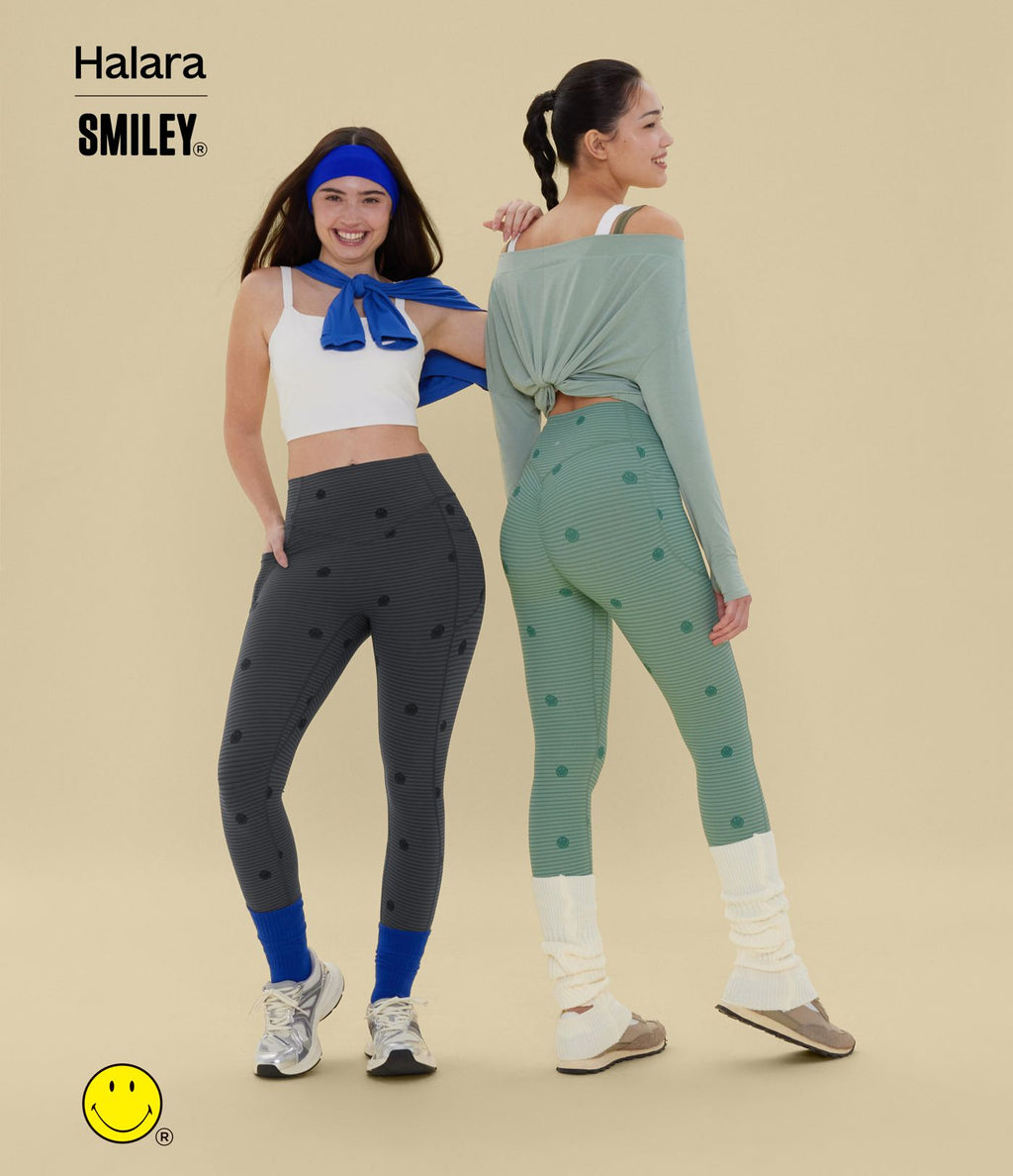 Legging de training Halara X Smiley® Halara UltraSculpt™ imprimé rayures taille haute push-up froncé ventre plat avec poches
