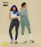Legging de training Halara X Smiley® Halara UltraSculpt™ imprimé rayures taille haute push-up froncé ventre plat avec poches