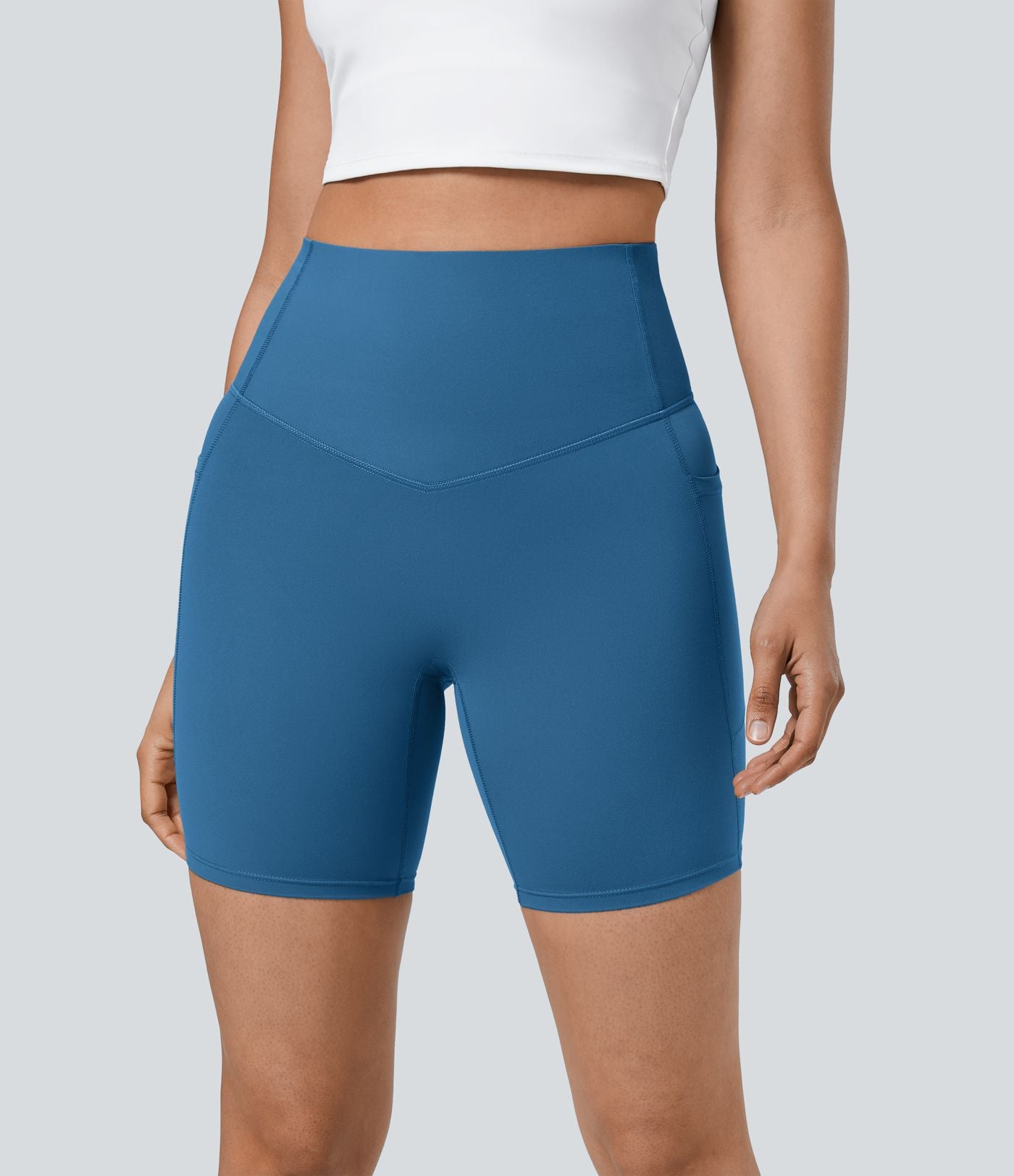 Short cycliste 17,5 cm d'entraînement gainant taille haute avec poches Halara UltraSculpt™