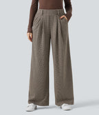 Halara Flex™ Pantalon tailleur baggy pied-de-poule taille haute avec poches