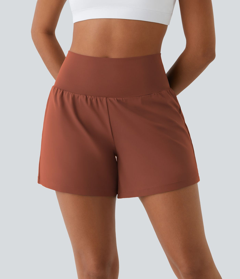 Short yoga 2-en-1 SoftlyZero™ Airy effet frais InstantCool taille très haute 12,5 cm avec poches, longueur allongée