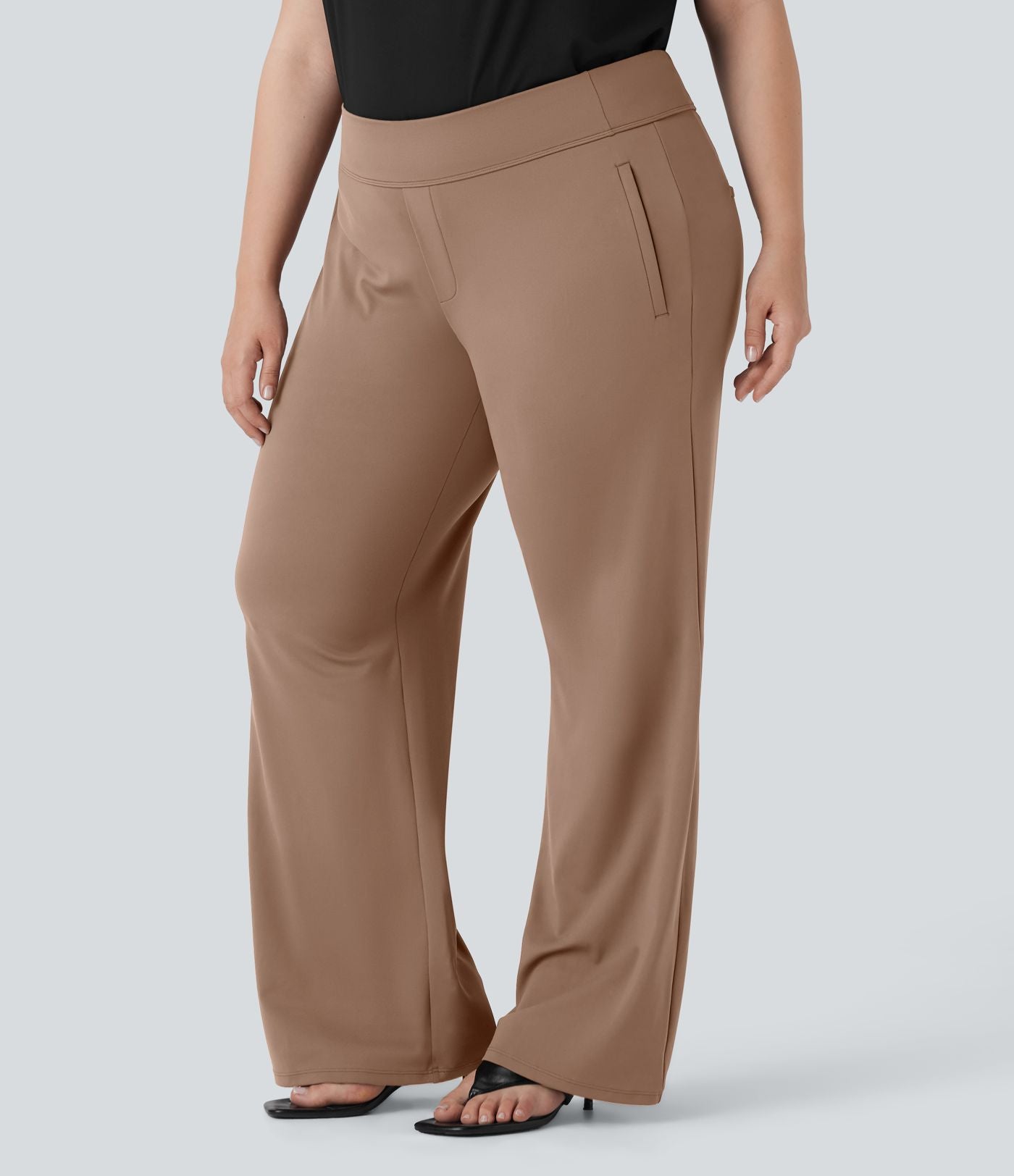 Pantalon tailleur évasé grande taille taille haute Halara Flex™ DayStretch avec poches zippées latérales