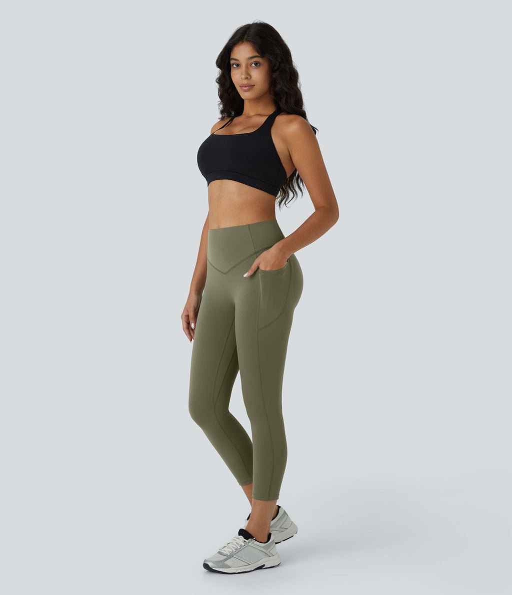 Legging corsaire d'entraînement gainant galbant taille haute avec effet scrunch et poches Halara UltraSculpt™