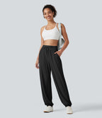 Jogging de sport taille haute effet frais InstantCool avec cordon de serrage, fentes, poches et séchage rapide, protection solaire UPF50+
