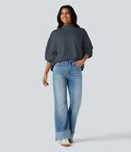 Sweatshirt casual col montant coupe décontractée avec poches