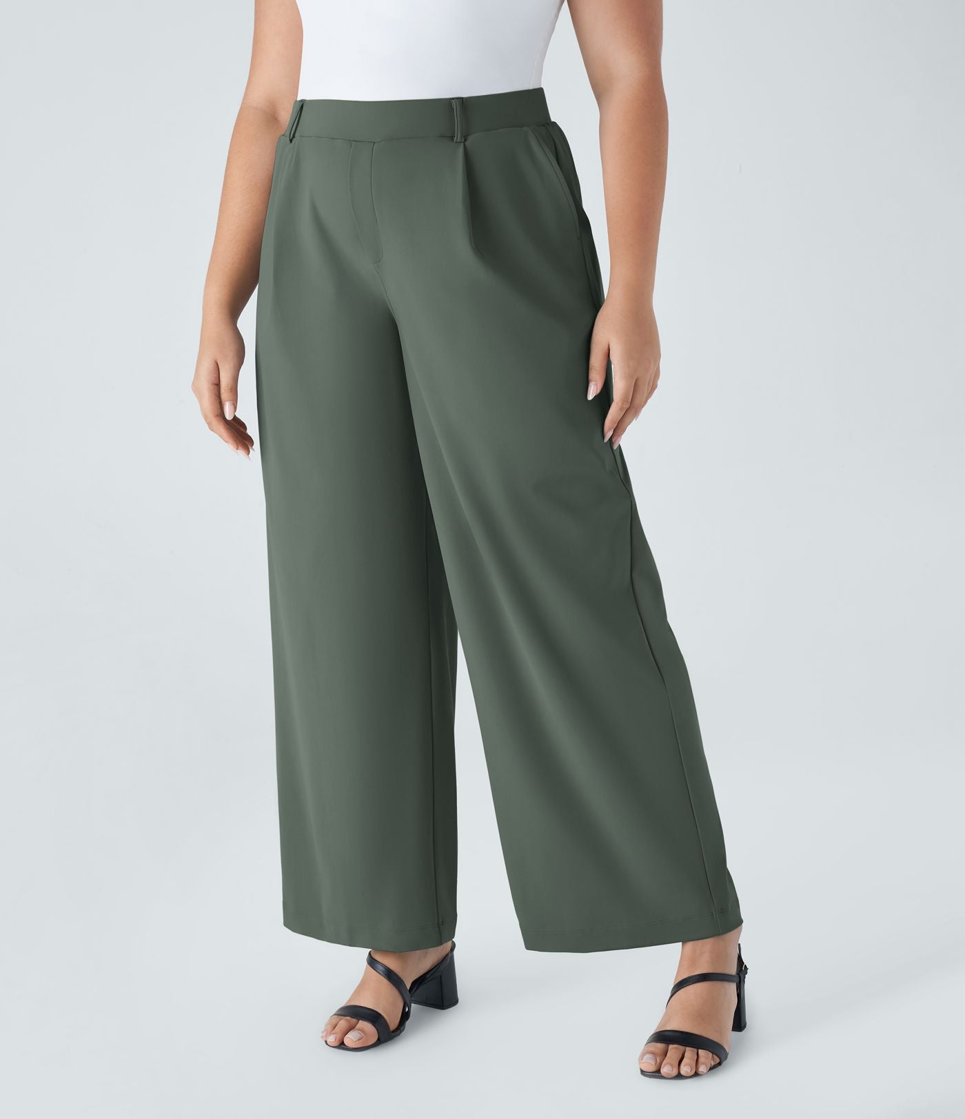 Pantalon de travail grande taille coupe droite taille haute Halara Flex™ DayStretch avec poches