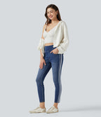 Jean skinny Halara Flex™ taille haute délavé à rayures avec poches