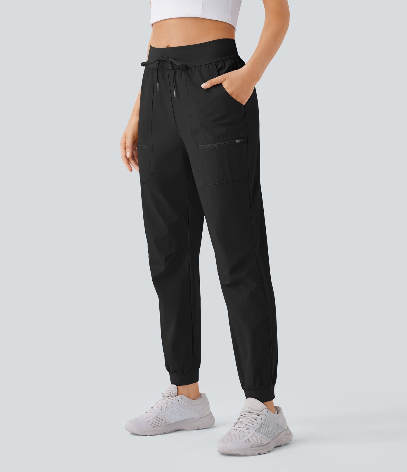 Pantalon de randonnée déperlant et résistant à l'usure, taille moyenne à cordon, poches multiples et doublure polaire
