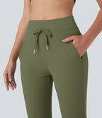Pantalon corsaire jogging de yoga Softlyzero™ moelleux, taille haute à cordon avec poches latérales