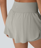 Softlyzero™ QuickDry Short de course à pied 2-en-1 taille haute à ourlet croisé avec pois réfléchissants et poches latérales
