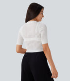 Pull de travail col rond manches courtes avec découpes