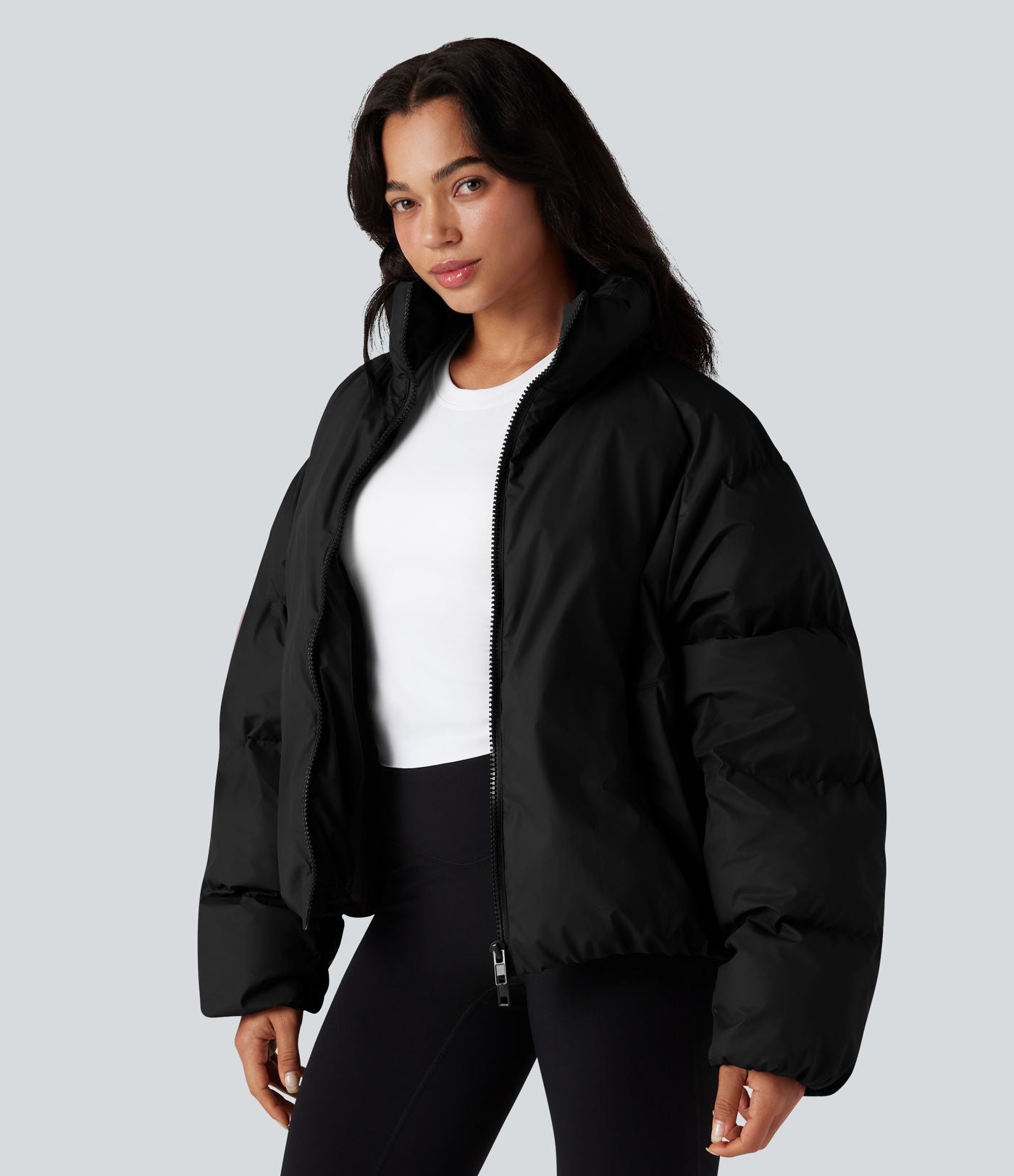 Doudoune casual oversize à col montant avec ourlet à cordon de serrage et poches