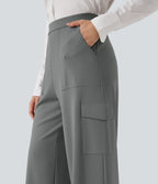 Pantalon cargo de travail coupe droite taille haute Halara Flex™ avec poches