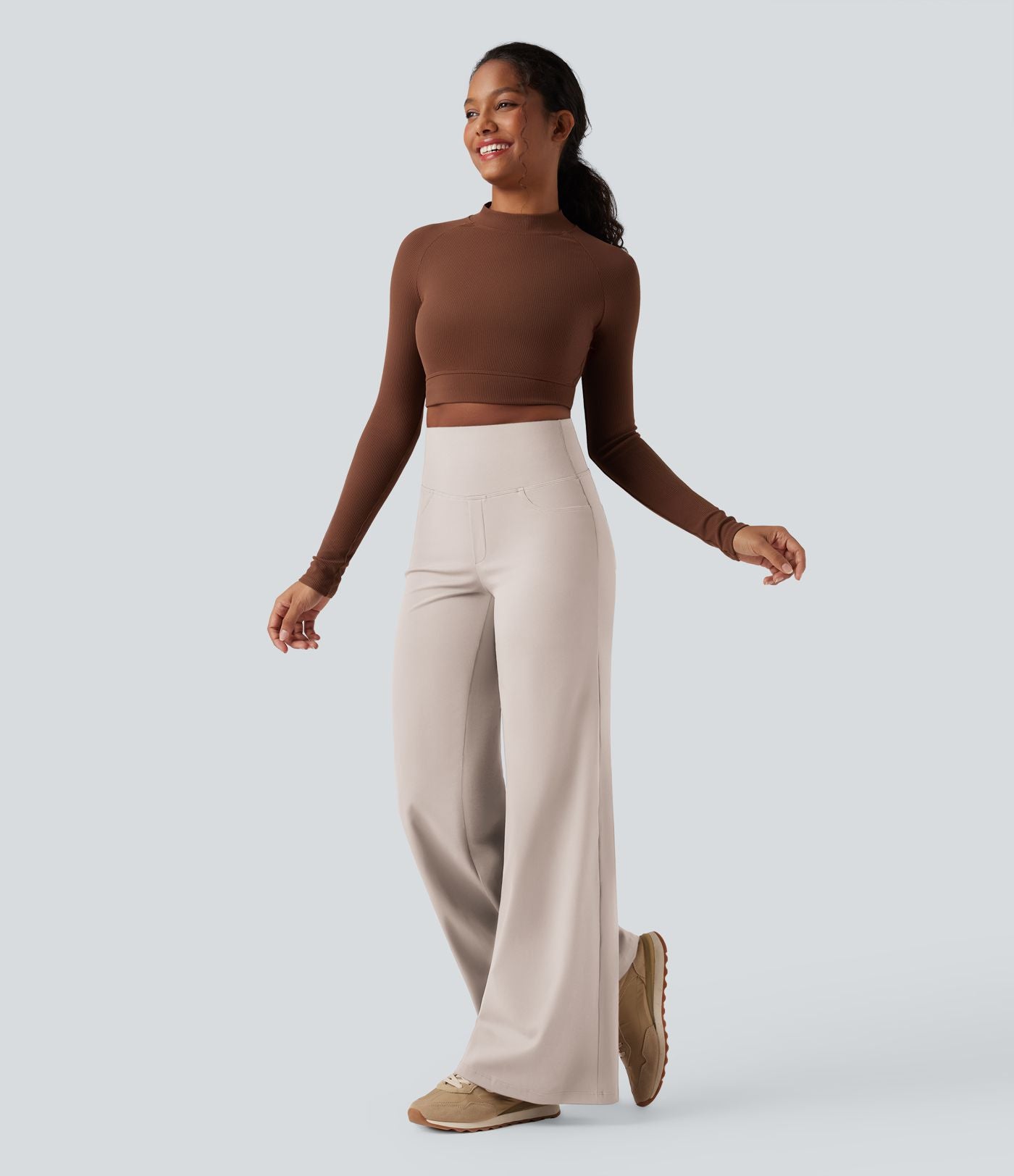 Pantalon yoga large gainant taille haute DayStretch avec poches