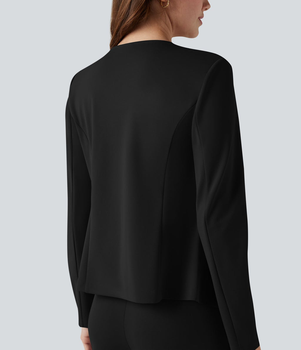 Blazer tailleur waterfall manches longues en crêpe
