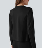 Blazer tailleur waterfall manches longues en crêpe