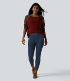 Halara Flex™ Jeggings casual 7/8 taille haute en lyocell drapé effet denim, avec poches