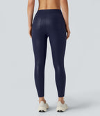 Pantalon de yoga gainant taille haute brillant effet cuir avec poches Halara Ultrasculpt™