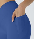 Softlyzero™ Short 17,5cm Yoga Taille Haute Crossover avec Poches Latérales