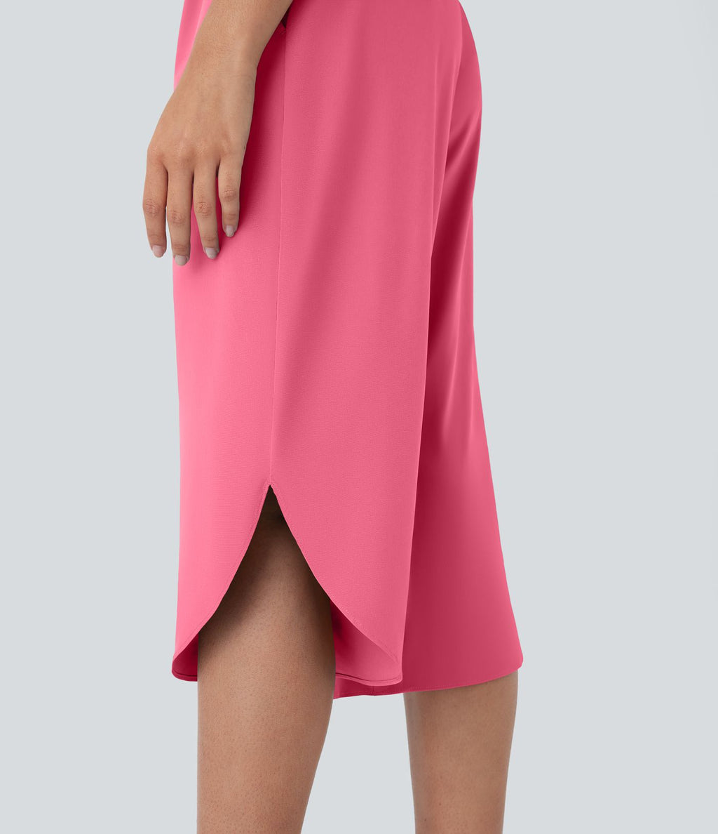 Pantalon capri de vacances Breezeful™ taille haute croisée avec poches latérales, fente et séchage rapide