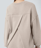 Sweat-shirt décontracté SpacerTek™ col rond, manches longues et dos croisé, avec poches