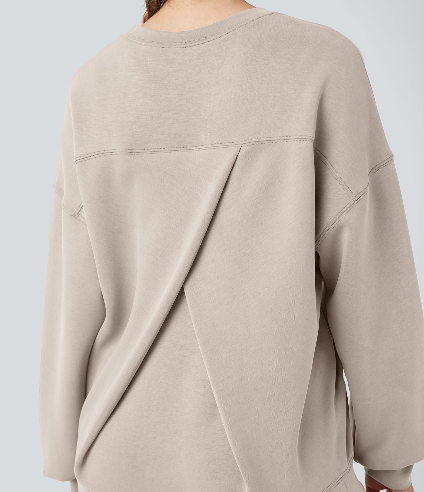 Sweat-shirt décontracté SpacerTek™ col rond, manches longues et dos croisé, avec poches