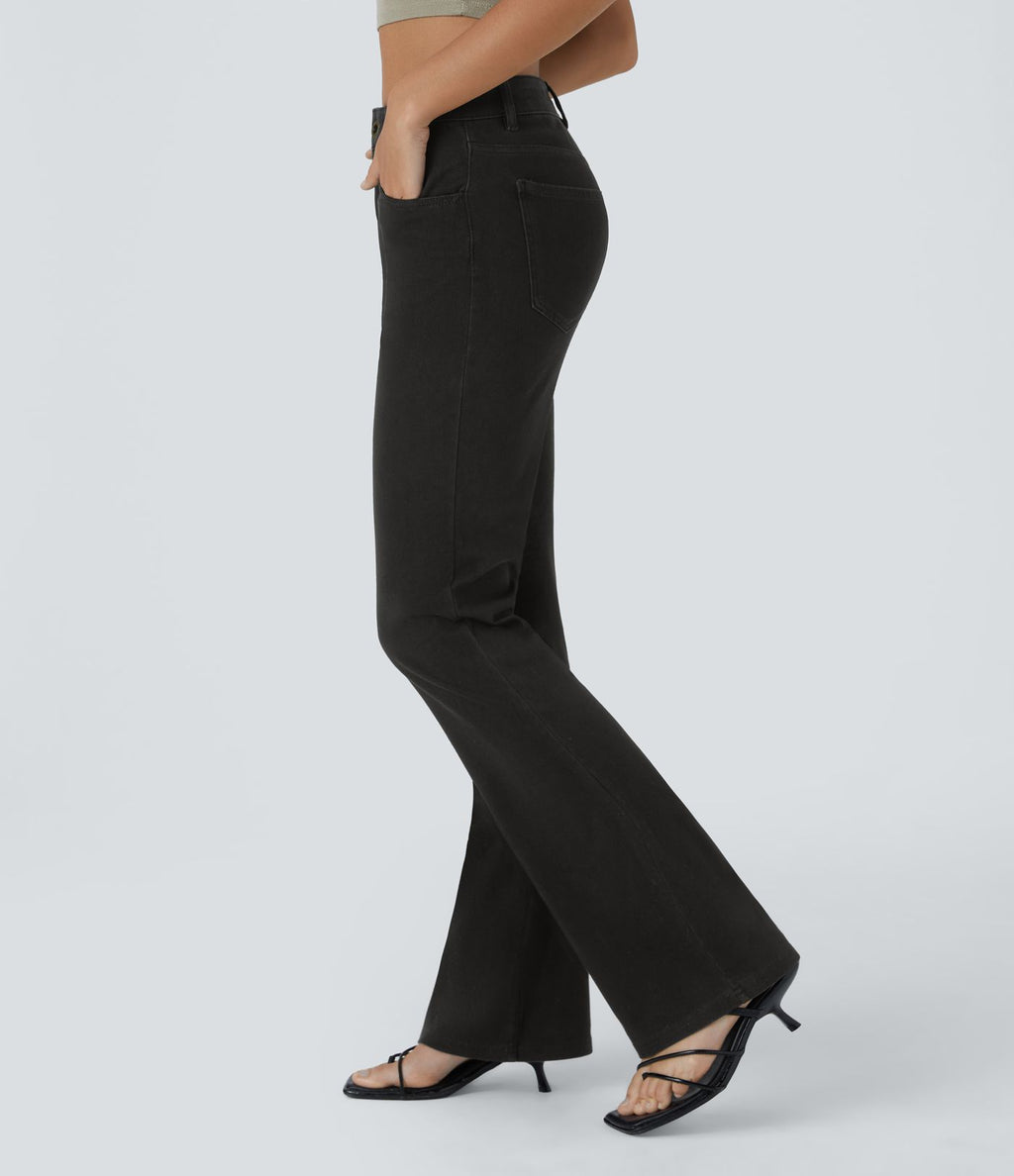 Halara Flex™ Jean Évasé Casual Taille Mi-haute Tricot Extensible Boutonnés Poches